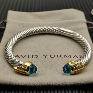David Yurman Cable Bracelet with Gold and Blue Accents
